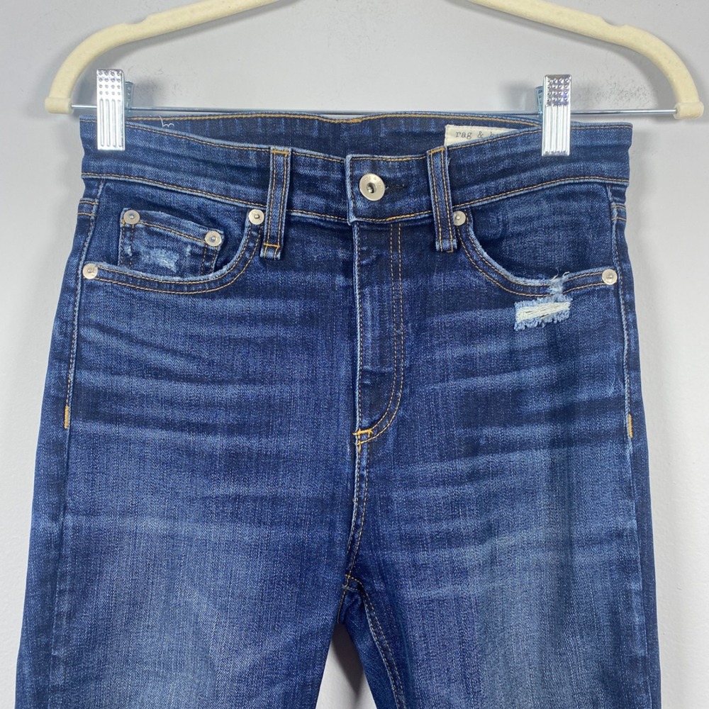 Rag & Bone Nina High-Rise Ankle Skinny Jeans Women's Size 25 Blue Distressed - Picture 2 of 10